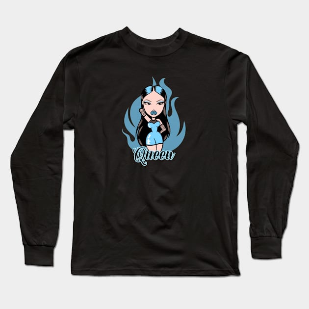 Queen Girl Doll Light Blue v10 Long Sleeve T-Shirt by Just In Tee Shirts